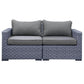 CIEUX Loveseat Canvas Charcoal Cannes Outdoor Patio Wicker Modular Loveseat in Grey with Sunbrella Cushions - Available in 2 Colours