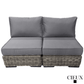 CIEUX Loveseat Champagne Outdoor Patio Wicker Modular Armless Loveseat in Grey with Canvas Charcoal Sunbrella Cushions