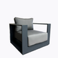 Lyon Outdoor Patio Aluminum Metal Sofa Conversation Set in Midnight Grey with Sunbrella Cushions - Available in 2 Colours