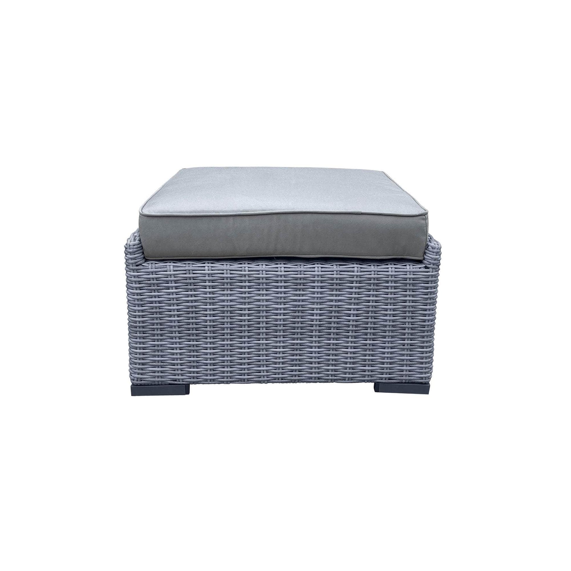 CIEUX Cannes Outdoor Patio Wicker Ottoman in Grey with Sunbrella Cushions, image 5