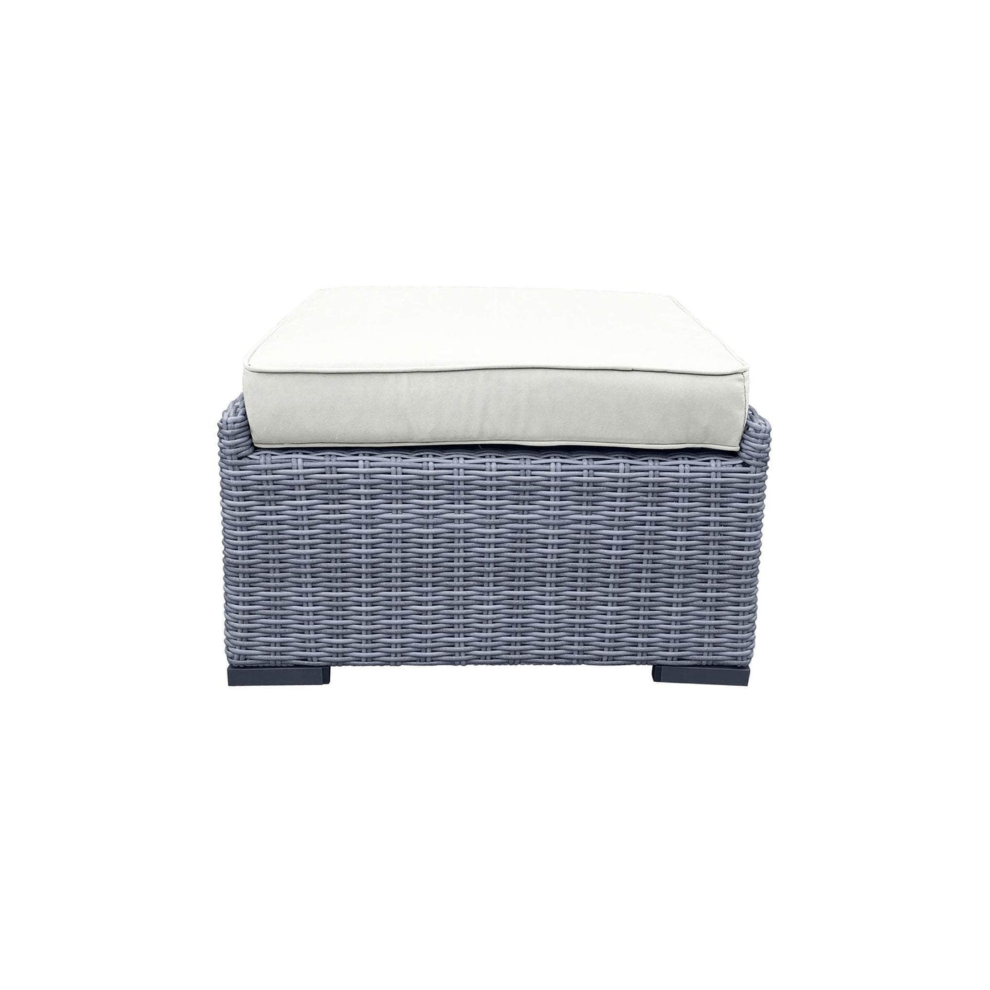 CIEUX Cannes Outdoor Patio Wicker Ottoman in Grey with Sunbrella Cushions, image 2