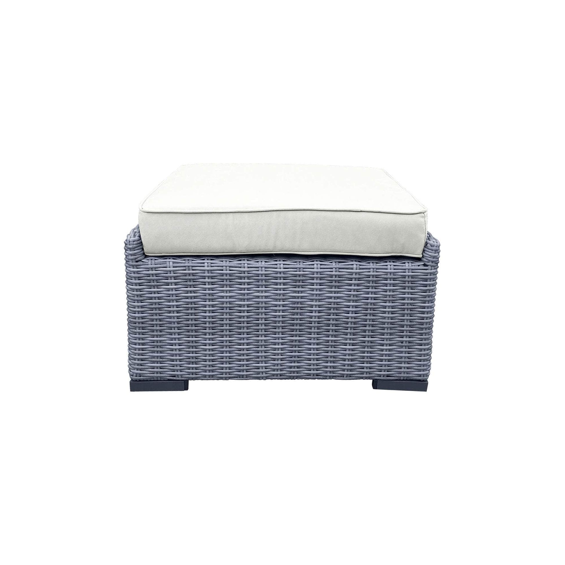 CIEUX Cannes Outdoor Patio Wicker Ottoman in Grey with Sunbrella Cushions, image 2