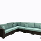 Provence Outdoor Patio Wicker Rattan Modular L-Shaped Sectional Sofa in Blue