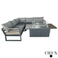 CIEUX Sectional Avignon 2 Piece Outdoor Patio Aluminum Metal Corner Sectional Sofa with Adjustable Seats Set and Alsace Fire Pit Adjustable Height Table in Midnight Grey with Sunbrella Cushions in Canvas Charcoal