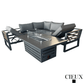 CIEUX Avignon 2 Piece Outdoor Patio Aluminum Metal Corner Sectional Sofa with Adjustable Seats Set and Alsace Fire Pit Adjustable Height Table in Midnight Grey with Sunbrella Cushions in Canvas Charcoal, image 2