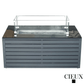 CIEUX Sectional Avignon 2 Piece Outdoor Patio Aluminum Metal Corner Sectional Sofa with Adjustable Seats Set and Annency Fire Pit Coffee Table in Midnight Grey with Sunbrella Cushions in Canvas Charcoal
