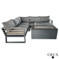 CIEUX Sectional Avignon 2 Piece Outdoor Patio Aluminum Metal Corner Sectional Sofa with Adjustable Seats Set and Annency Fire Pit Coffee Table in Midnight Grey with Sunbrella Cushions in Canvas Charcoal