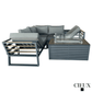 CIEUX Sectional Avignon 2 Piece Outdoor Patio Aluminum Metal Corner Sectional Sofa with Adjustable Seats Set and Annency Fire Pit Coffee Table in Midnight Grey with Sunbrella Cushions in Canvas Charcoal