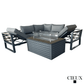 CIEUX Avignon 2 Piece Outdoor Patio Aluminum Metal Corner Sectional Sofa with Adjustable Seats Set and Annency Fire Pit Coffee Table in Midnight Grey with Sunbrella Cushions in Canvas Charcoal, image 2