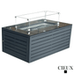 CIEUX Sectional Avignon 2 Piece Outdoor Patio Aluminum Metal Corner Sectional Sofa with Adjustable Seats Set and Annency Fire Pit Coffee Table in Midnight Grey with Sunbrella Cushions in Canvas Charcoal