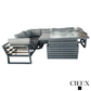 CIEUX Sectional Avignon 2 Piece Outdoor Patio Aluminum Metal L-Shaped Sectional Sofa with Adjustable Seats Set and Alsace Fire Pit Adjustable Height Table in Midnight Grey with Sunbrella Cushions in Canvas Charcoal