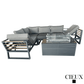 CIEUX Sectional Avignon 2 Piece Outdoor Patio Aluminum Metal L-Shaped Sectional Sofa with Adjustable Seats Set and Annency Fire Pit Coffee Table in Midnight Grey with Sunbrella Cushions in Canvas Charcoal