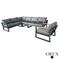 CIEUX Sectional Avignon 2 Piece Outdoor Patio Aluminum Metal L-Shaped Sectional Sofa with Adjustable Seats Set and Club Chair in Midnight Grey with Sunbrella Cushions in Canvas Charcoal