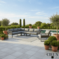 CIEUX Avignon 2 Piece Outdoor Patio Aluminum Metal L Shaped Sectional Sofa with Adjustable Seats Set and Club Chair in Midnight Grey with Sunbrella Cushions in Canvas Charcoal, image 1