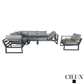CIEUX Avignon 2 Piece Outdoor Patio Aluminum Metal L Shaped Sectional Sofa with Adjustable Seats Set and Club Chair in Midnight Grey with Sunbrella Cushions in Canvas Charcoal, image 4