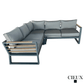 CIEUX Sectional Avignon Outdoor Patio Aluminum Metal Corner Sectional Sofa with Adjustable Seats in Midnight Grey with Sunbrella Cushions in Canvas Charcoal