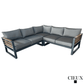 CIEUX Sectional Avignon Outdoor Patio Aluminum Metal Corner Sectional Sofa with Adjustable Seats in Midnight Grey with Sunbrella Cushions in Canvas Charcoal