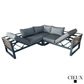 CIEUX Sectional Avignon Outdoor Patio Aluminum Metal Corner Sectional Sofa with Adjustable Seats in Midnight Grey with Sunbrella Cushions in Canvas Charcoal