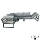 CIEUX Avignon 2 Piece Outdoor Patio Aluminum Metal L Shaped Sectional Sofa with Adjustable Seats Set and Alsace Fire Pit Adjustable Height Table in Midnight Grey with Sunbrella Cushions in Canvas Charcoal, image 12