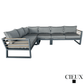 CIEUX Avignon 2 Piece Outdoor Patio Aluminum Metal L Shaped Sectional Sofa with Adjustable Seats Set and Club Chair in Midnight Grey with Sunbrella Cushions in Canvas Charcoal, image 9