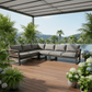CIEUX Avignon Outdoor Patio Aluminum Metal L Shaped Sectional Sofa with Adjustable Seats in Midnight Grey with Sunbrella Cushions in Canvas Charcoal, image 1