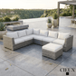 CIEUX Sectional Cannes Outdoor Patio Wicker L-Shaped Sectional Sofa with Ottoman in Grey Wicker with Sunbrella Cushions in Canvas Natural