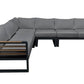Avignon Outdoor Patio Aluminum Metal L-Shaped Sectional Sofa in Midnight Grey with Sunbrella Cushions in Canvas Charcoal