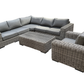 CIEUX Champagne 3 Piece Outdoor Patio Wicker Corner Sectional Sofa, Coffee Table and Club Chair Set in Grey with Sunbrella Cushions, image 3