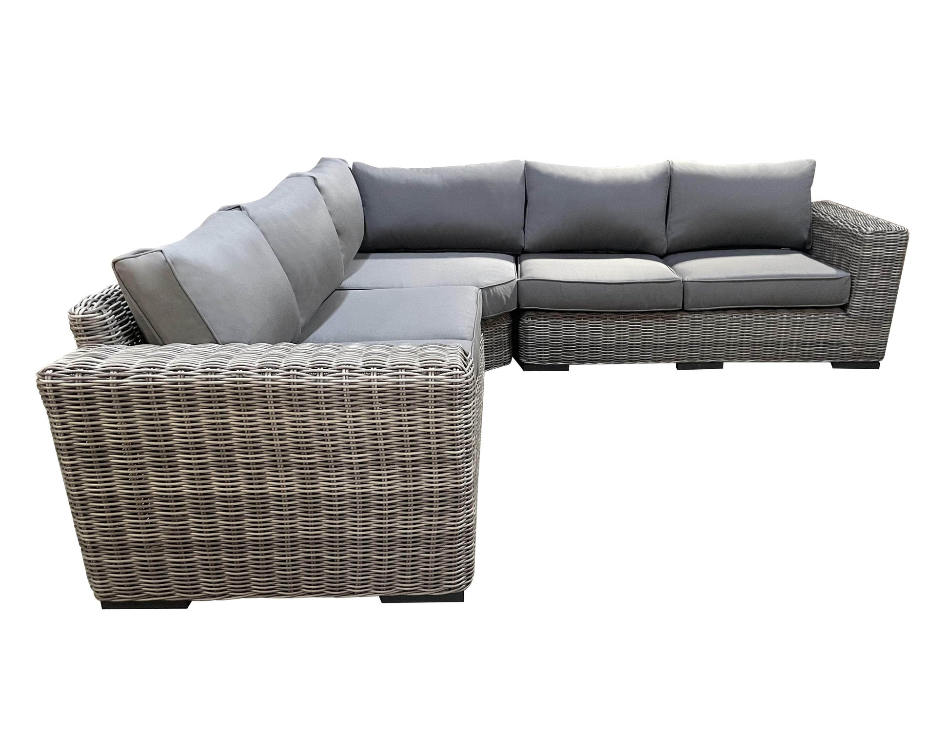 CIEUX Champagne Outdoor Patio Wicker Corner Sectional Sofa in Grey with Sunbrella Cushions, image 4