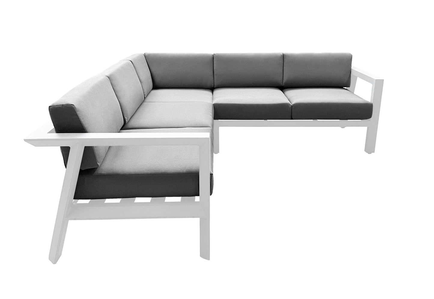 CIEUX Corsica Outdoor Patio Aluminum Metal Corner Sectional Sofa in White with Sunbrella Cushions, image 6