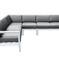 CIEUX Corsica Outdoor Patio Aluminum Metal L Shaped Sectional Sofa in White with Sunbrella Cushions, image 6