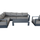 CIEUX Lyon 3 Piece Outdoor Patio Aluminum Metal L Shaped Sectional Sofa, Coffee Table and Club Chair Set in Midnight Grey with Sunbrella Cushions, image 3