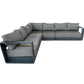 CIEUX Sectional Canvas Charcoal Lyon Outdoor Patio Aluminum Metal Large Corner Sectional Sofa in Midnight Grey with Sunbrella Cushions - Available in 2 Colours