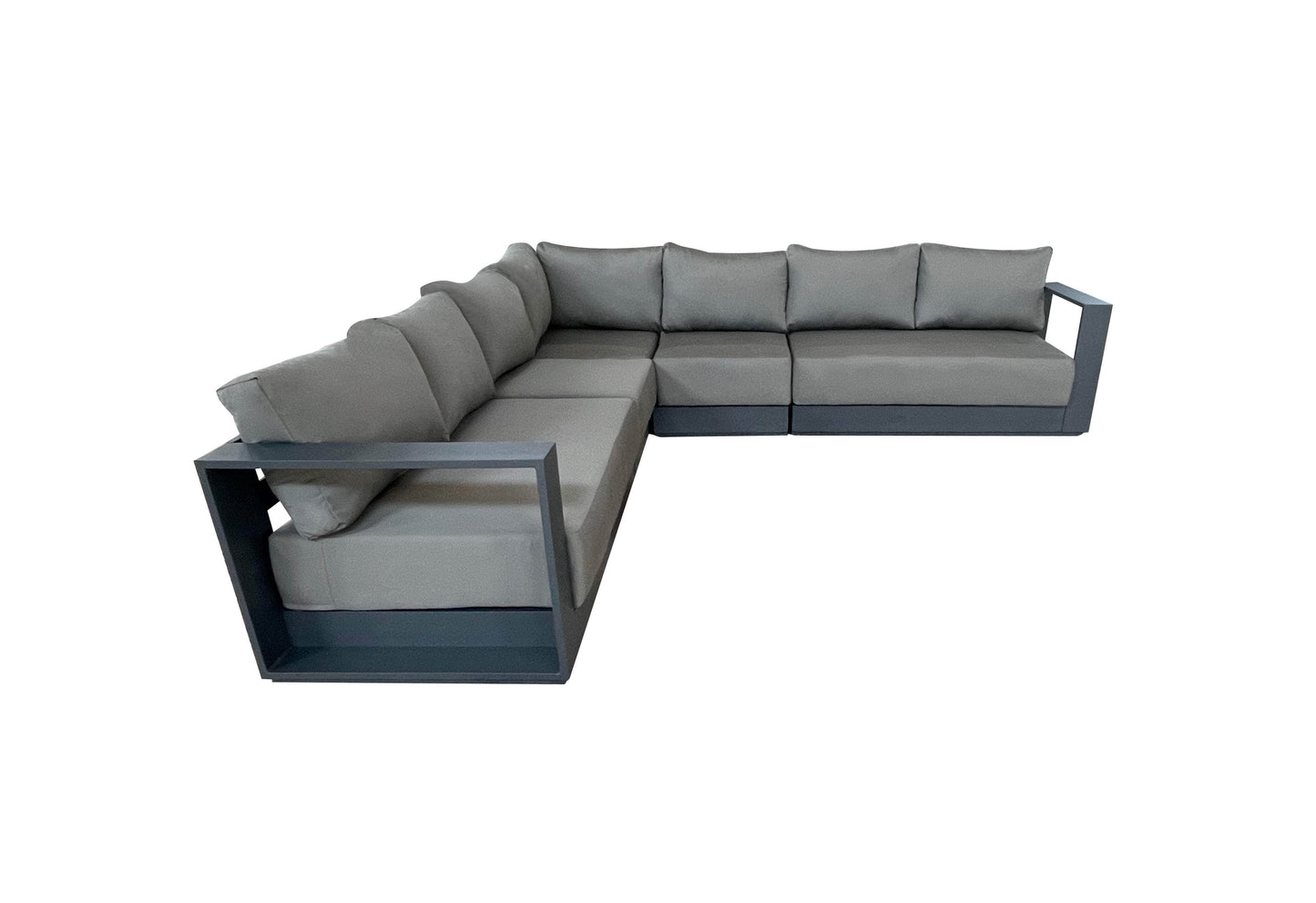 CIEUX Lyon Outdoor Patio Aluminum Metal Large Corner Sectional Sofa in Midnight Grey with Sunbrella Cushions, image 4