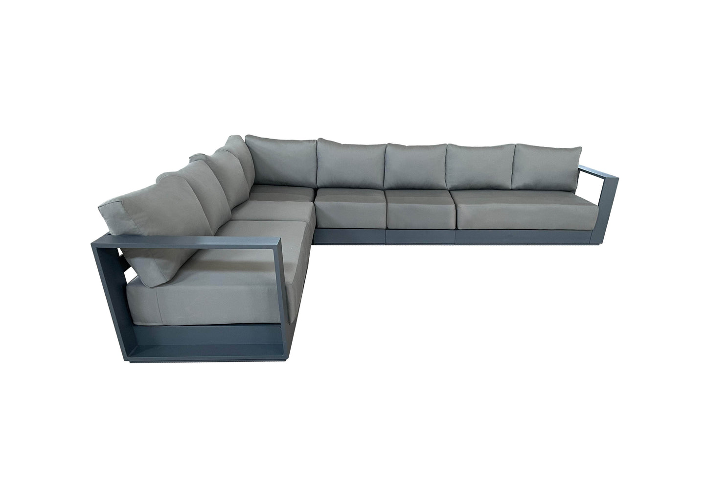 CIEUX Lyon Outdoor Patio Aluminum Metal Large L Shaped Sectional Sofa in Midnight Grey with Sunbrella Cushions, image 4