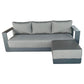 CIEUX Lyon Outdoor Patio Aluminum Metal Medium Sectional Sofa in Midnight Grey with Sunbrella Cushions, image 3