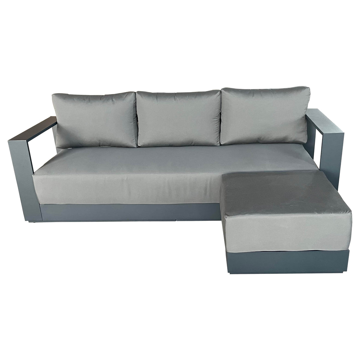 CIEUX Lyon Outdoor Patio Aluminum Metal Medium Sectional Sofa in Midnight Grey with Sunbrella Cushions, image 3