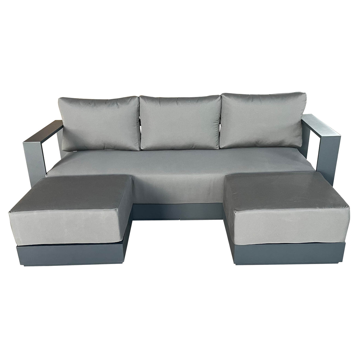 CIEUX Lyon Outdoor Patio Aluminum Metal U Shaped Sectional Sofa in Midnight Grey with Sunbrella Cushions, image 3