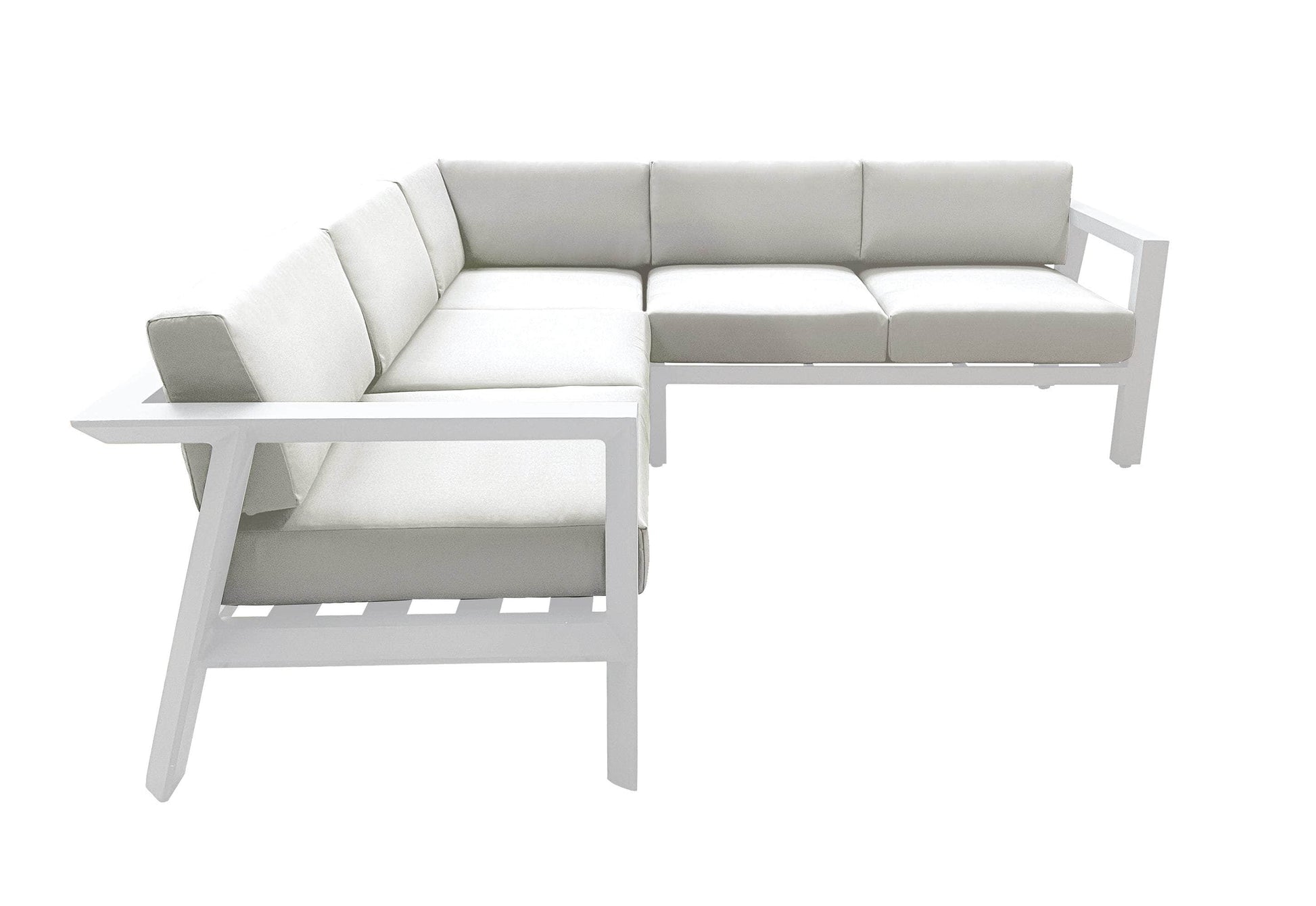 CIEUX Corsica Outdoor Patio Aluminum Metal Corner Sectional Sofa in White with Sunbrella Cushions, image 5
