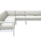 CIEUX Corsica Outdoor Patio Aluminum Metal L Shaped Sectional Sofa in White with Sunbrella Cushions, image 7