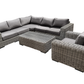 CIEUX Champagne 3 Piece Outdoor Patio Wicker Corner Sectional Sofa, Coffee Table and Club Chair Set in Grey with Sunbrella Cushions, image 10