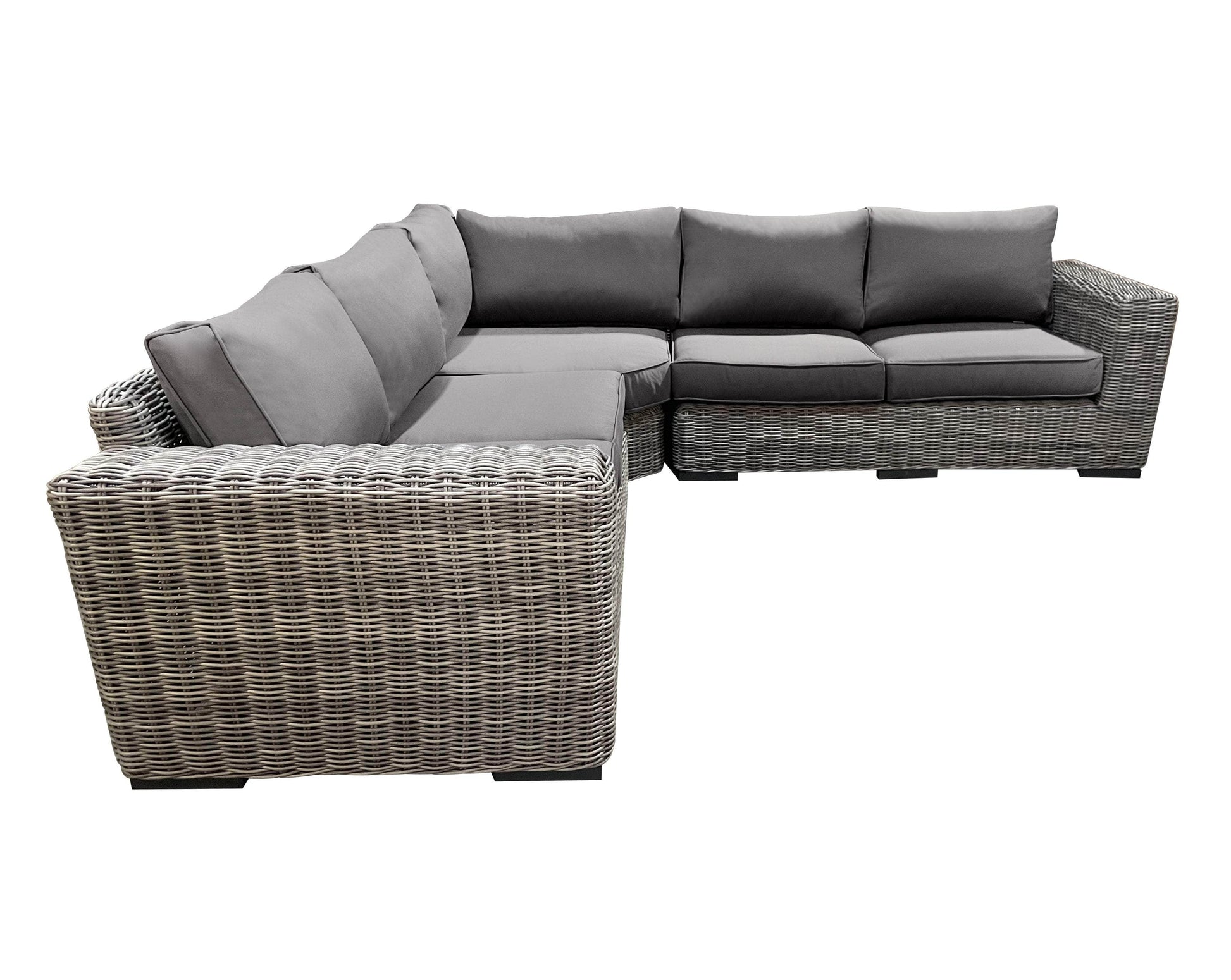 CIEUX Champagne Outdoor Patio Wicker Corner Sectional Sofa in Grey with Sunbrella Cushions, image 8