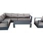 CIEUX Lyon 3 Piece Outdoor Patio Aluminum Metal L Shaped Sectional Sofa, Coffee Table and Club Chair Set in Midnight Grey with Sunbrella Cushions, image 4