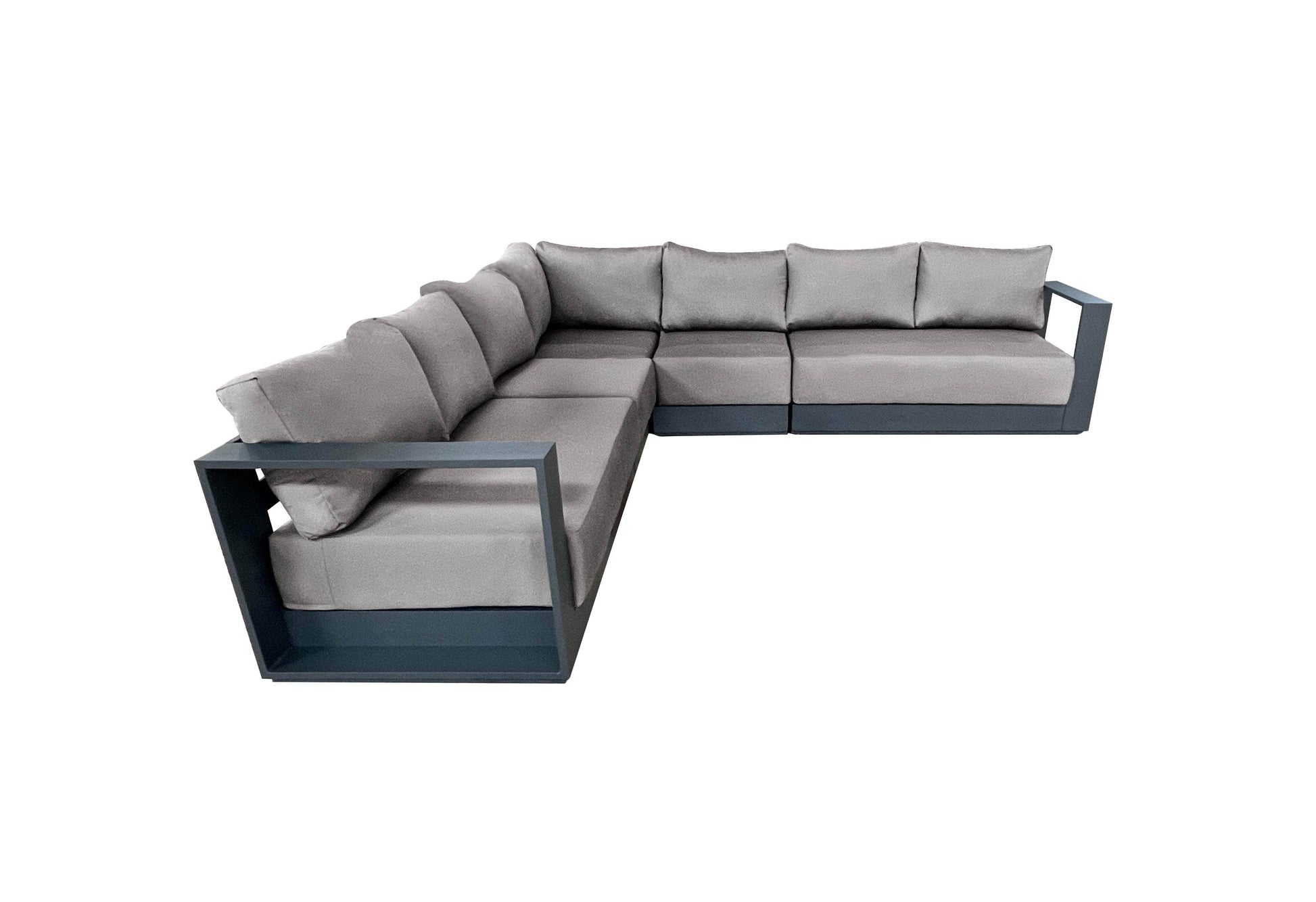 CIEUX Lyon Outdoor Patio Aluminum Metal Large Corner Sectional Sofa in Midnight Grey with Sunbrella Cushions, image 8