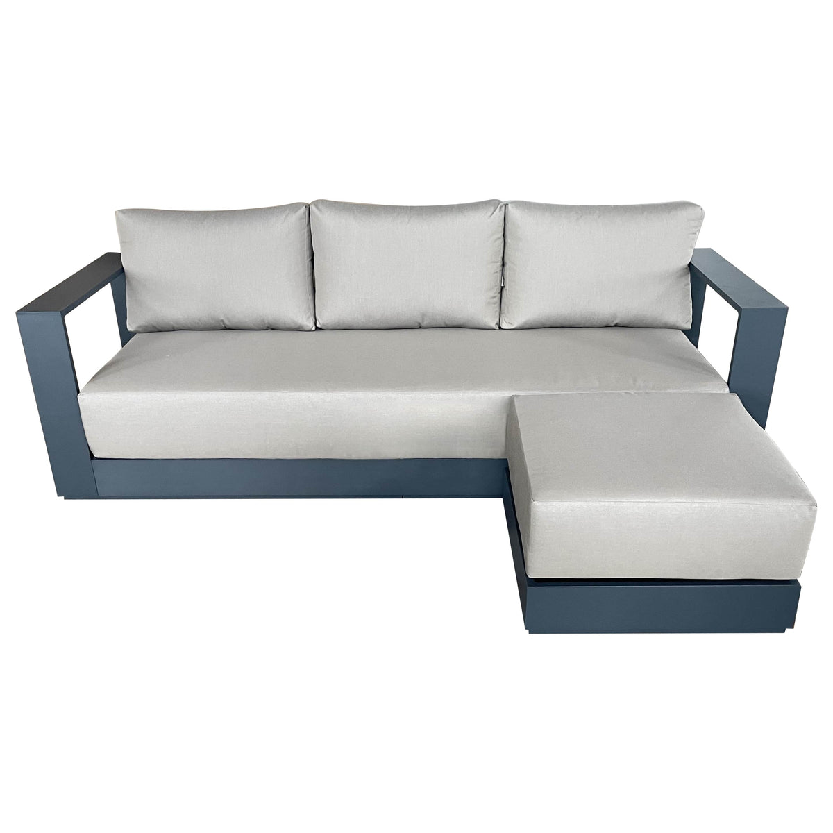 CIEUX Lyon Outdoor Patio Aluminum Metal Medium Sectional Sofa in Midnight Grey with Sunbrella Cushions, image 12