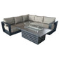 CIEUX Lyon 2 Piece Outdoor Patio Aluminum Metal Corner Sectional and Alsace Fire Pit Adjustable Height Table in Midnight Grey with Sunbrella Cushions, image 14