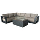 CIEUX Lyon 2 Piece Outdoor Patio Aluminum Metal L Shaped Sectional and Annency Fire Pit Coffee Table in Midnight Grey with Sunbrella Cushions, image 9
