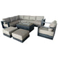 CIEUX Sectional Canvas Taupe / Without Patio Covers Lyon 5 Piece Outdoor Patio Aluminum Metal L-Shaped Sectional Sofa, Club Chair, 2 Ottomans, and Annency Fire Pit Coffee Table in Midnight Grey with Sunbrella Cushions - Available in 2 Colours