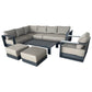 CIEUX Sectional Canvas Taupe / Without Patio Covers Lyon 5 Piece Outdoor Patio Aluminum Metal L-Shaped Sectional Sofa, Club Chair, 2 Ottomans, and Coffee Table Set in Midnight Grey with Sunbrella Cushions - Available in 2 Colours