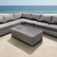 CIEUX Champagne 2 Piece Outdoor Patio Wicker L Shaped Sectional Sofa and Coffee Table Set in Grey with Sunbrella Cushions, image 7